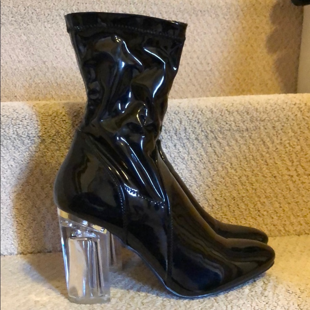 Patten leather boots